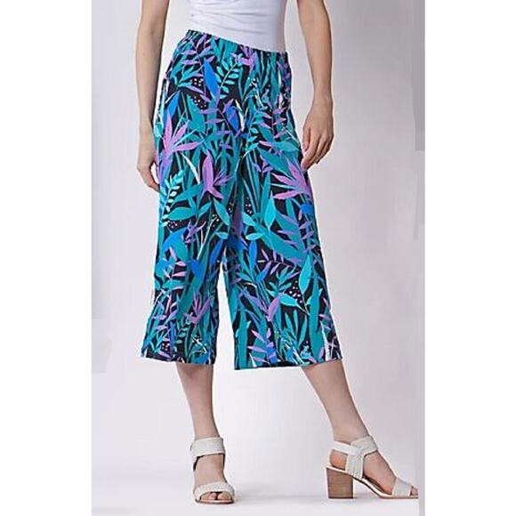Bob Mackie Pants Womens Small 6 /8 Wide Leg Crop Pull-On Culottes Art to Wear - Picture 1 of 8
